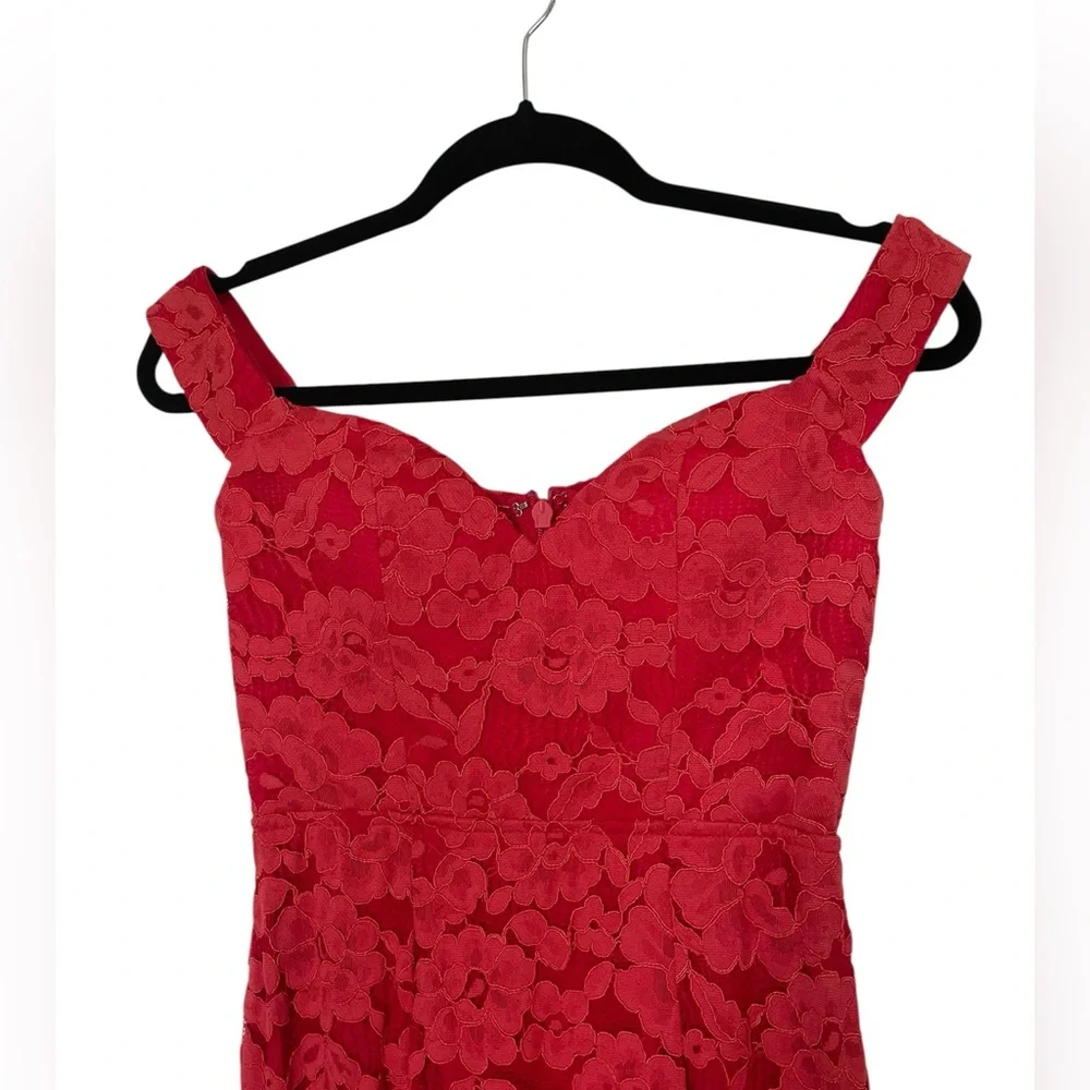 Lulus Red Lace Off-the-Shoulder Maxi Dress Size Small Mermaid Skirt - Picture 3 of 9
